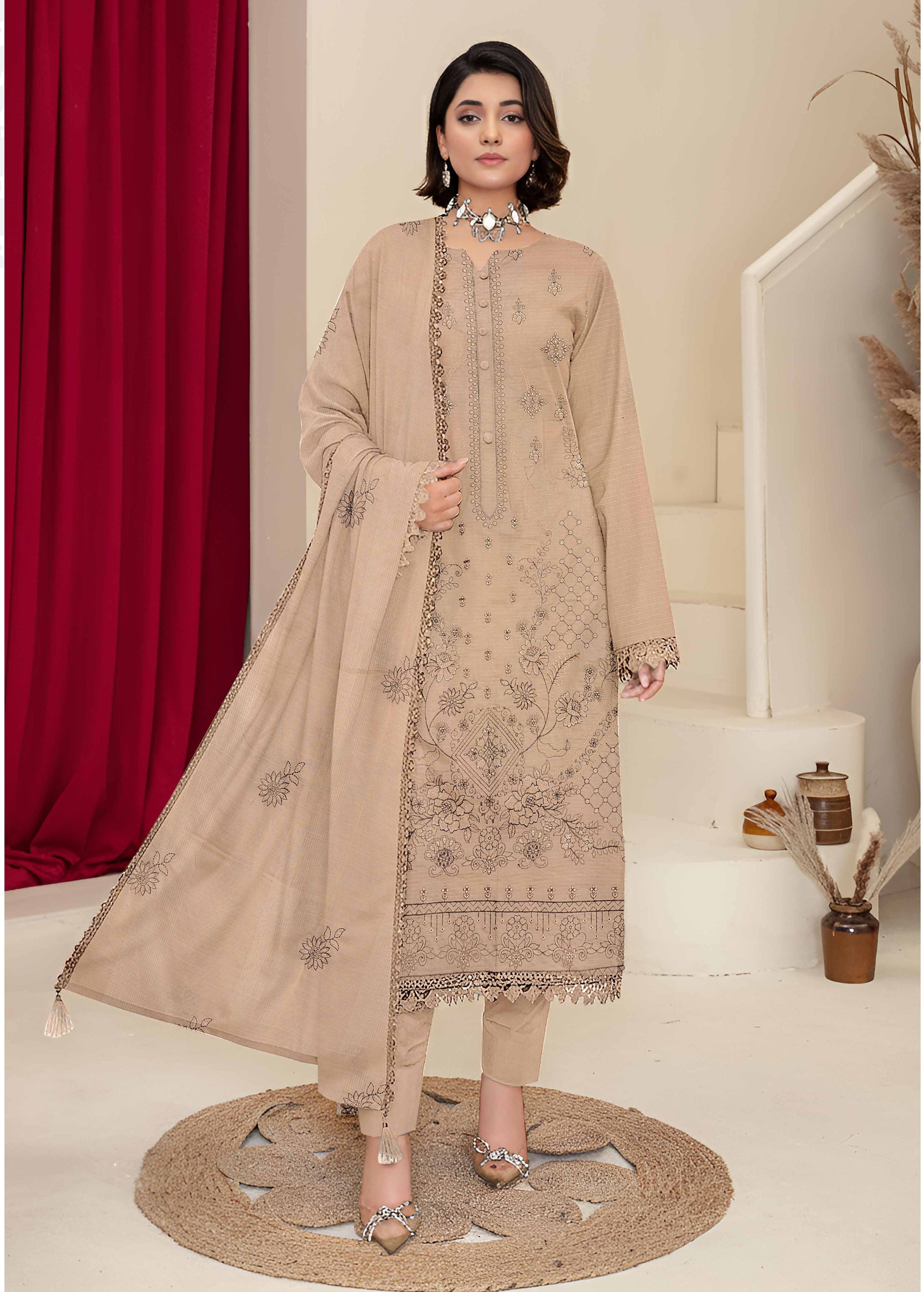 Embroidered 3 Piece Lawn Bin Iqbal Vol:521