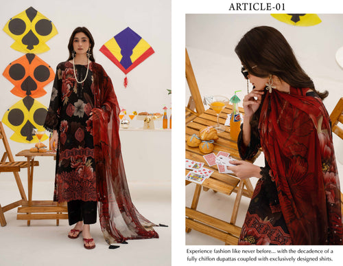3 Piece Embroidered Lawn by AALAYA VOL:01