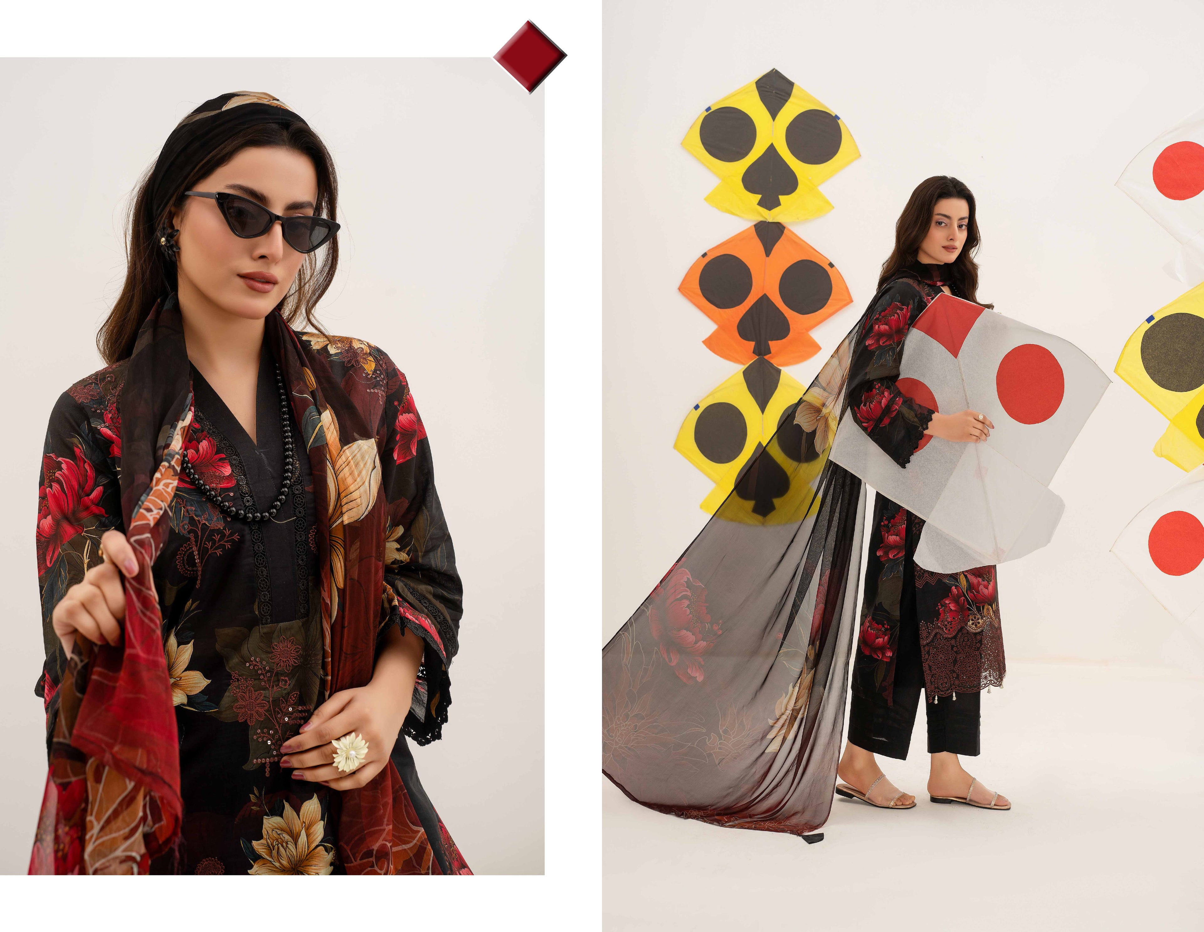 3 Piece Embroidered Lawn by AALAYA VOL:01