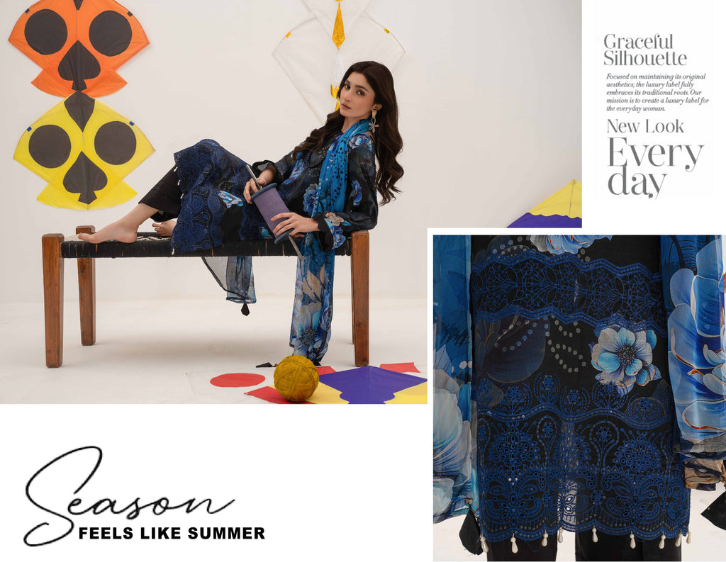 3 Piece Embroidered Lawn by AALAYA VOL:01