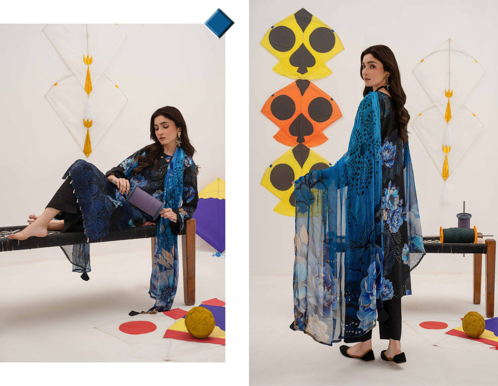 3 Piece Embroidered Lawn by AALAYA VOL:01