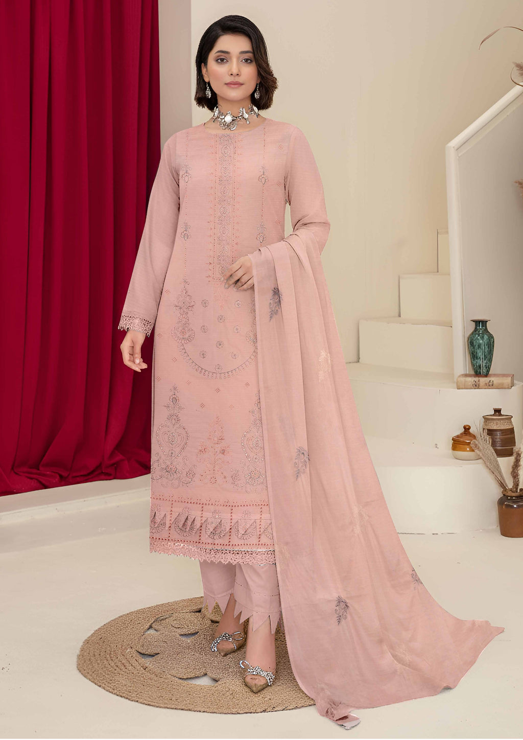 Embroidered 3 Piece Lawn Bin Iqbal Vol:521