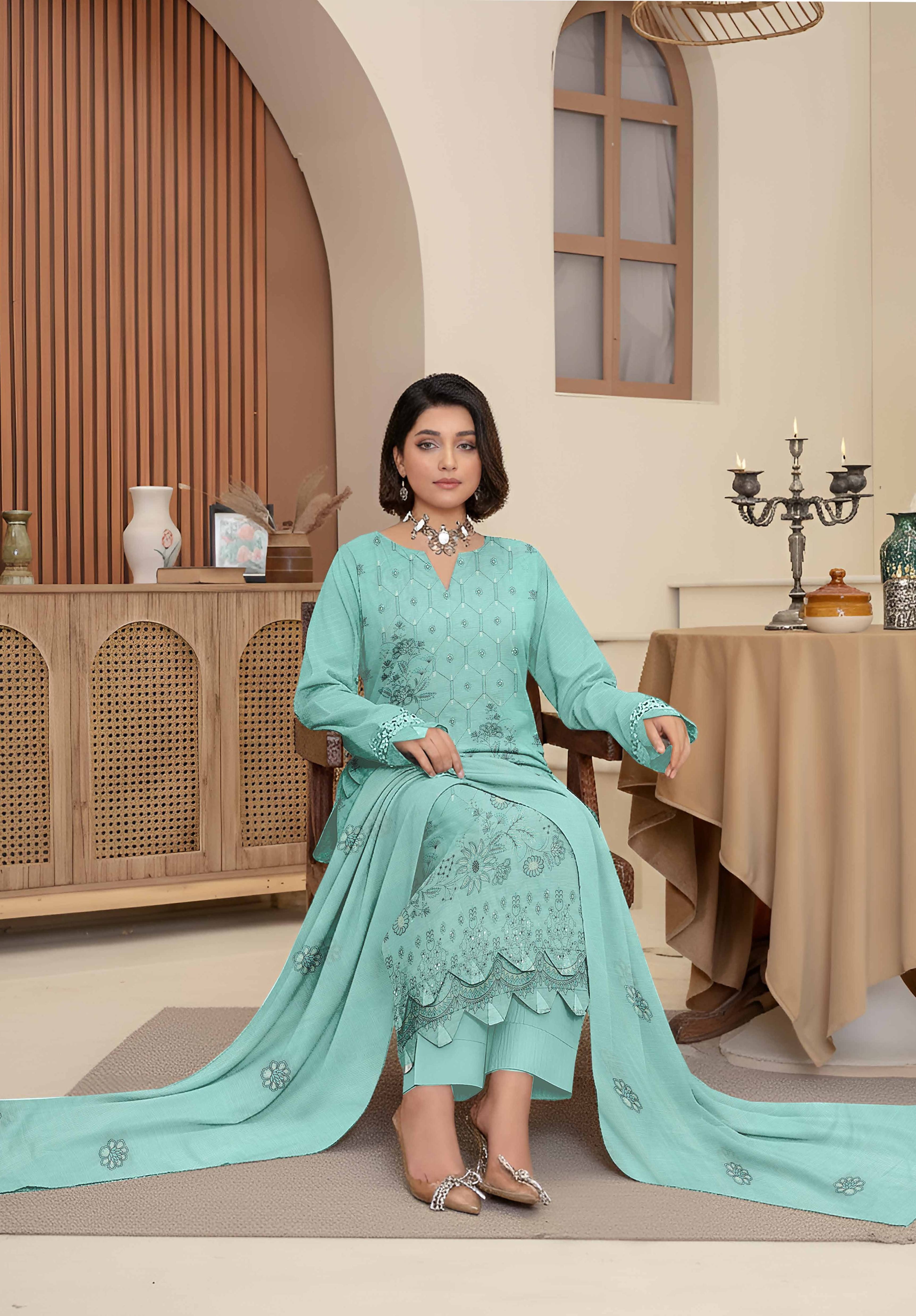 Embroidered 3 Piece Lawn Bin Iqbal Vol:521