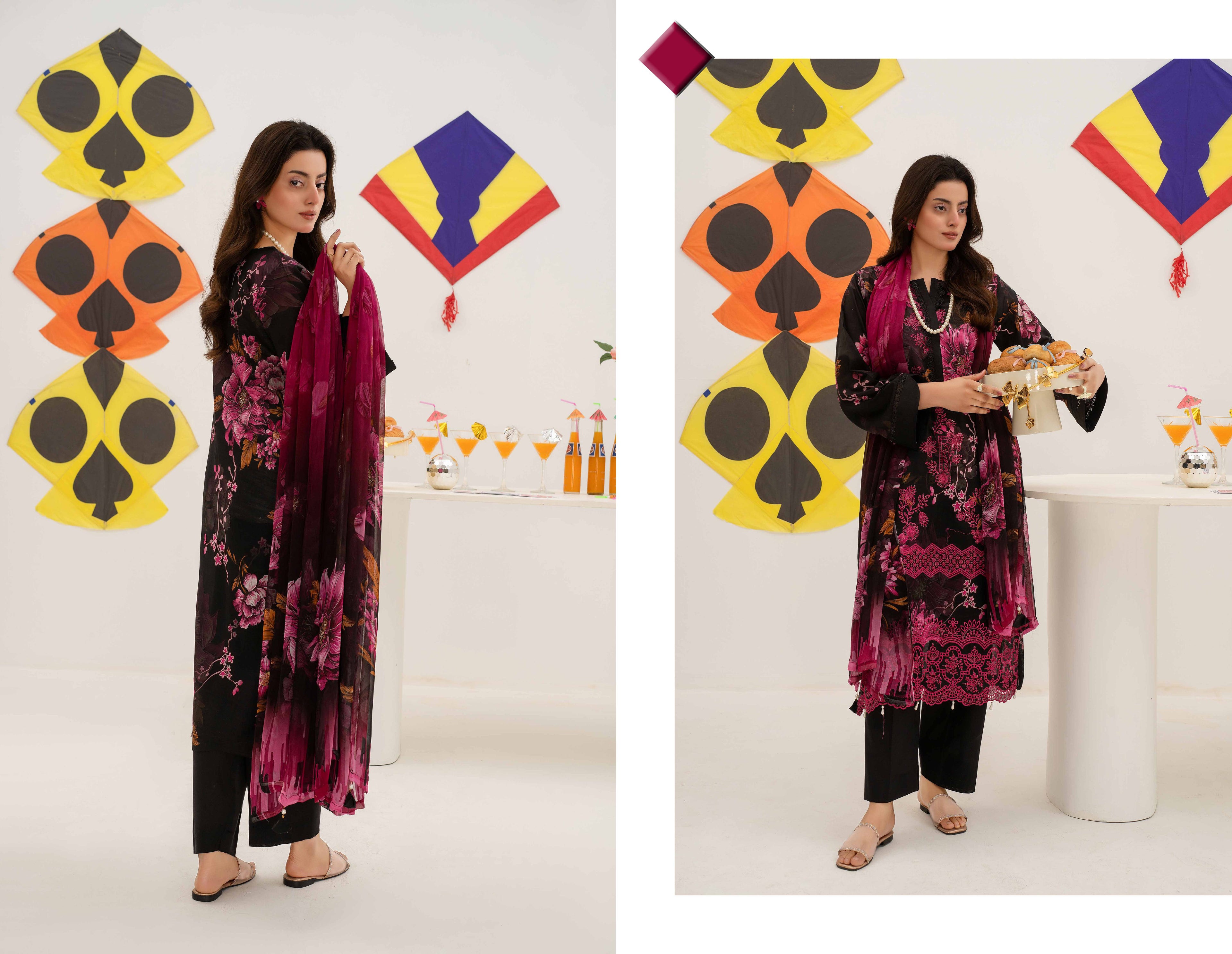 3 Piece Embroidered Lawn by AALAYA VOL:01