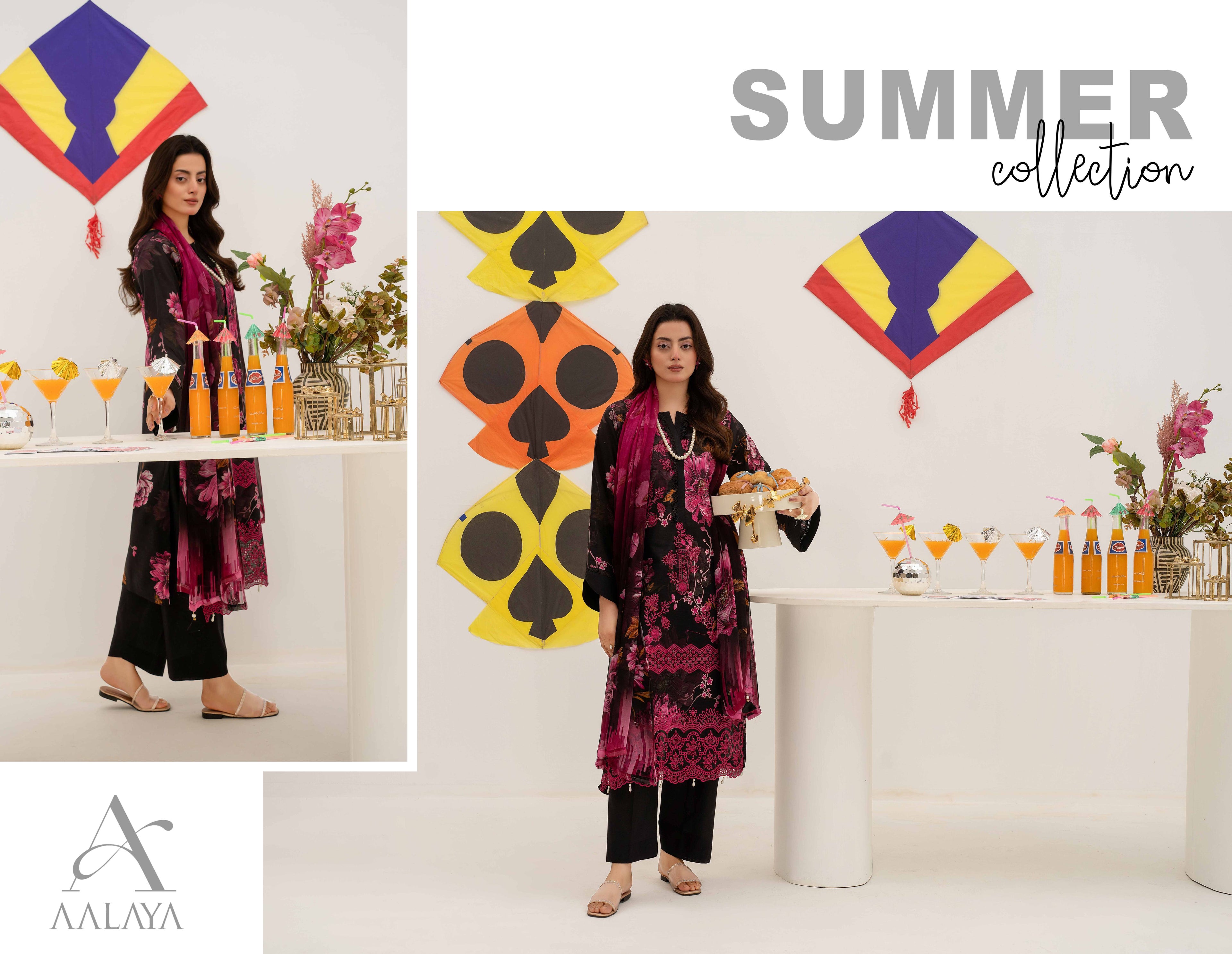 3 Piece Embroidered Lawn by AALAYA VOL:01