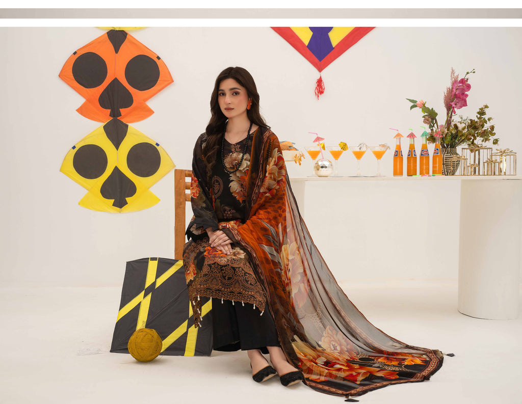 3 Piece Embroidered Lawn by AALAYA VOL:01