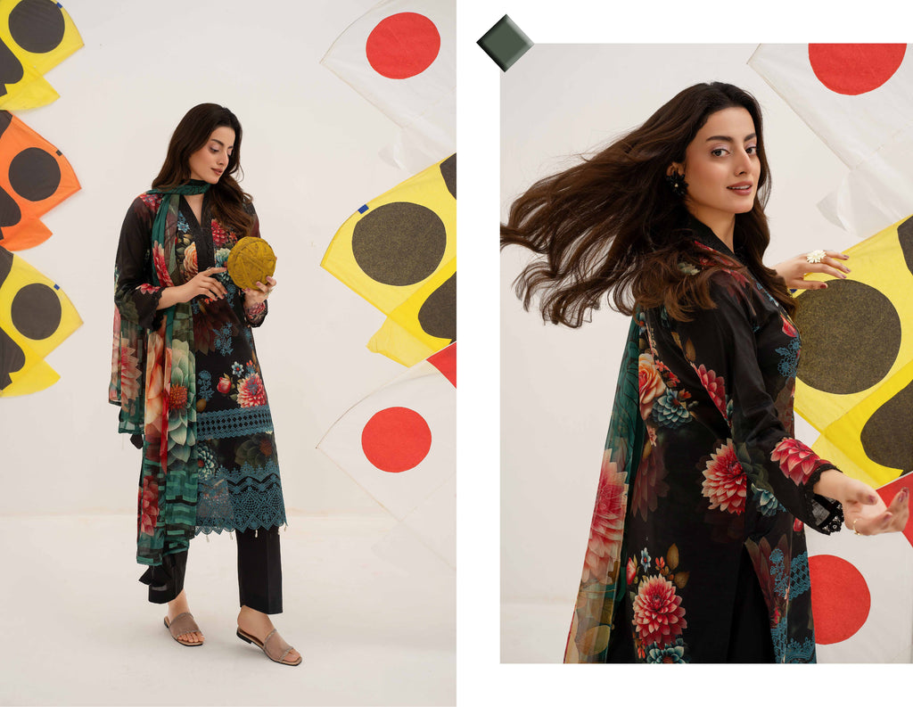 3 Piece Embroidered Lawn by AALAYA VOL:01