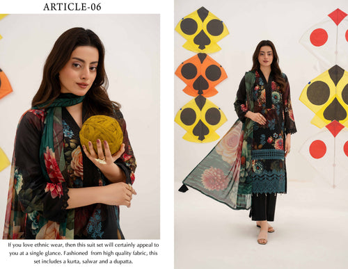 3 Piece Embroidered Lawn by AALAYA VOL:01