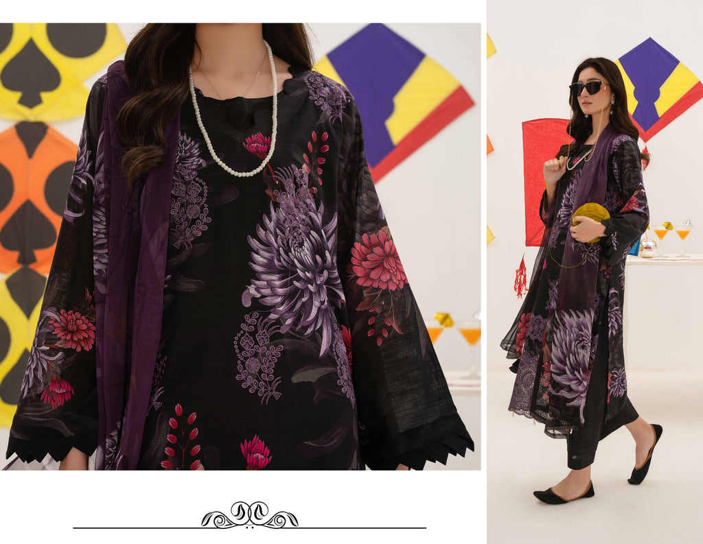 3 Piece Embroidered Lawn by AALAYA VOL:01