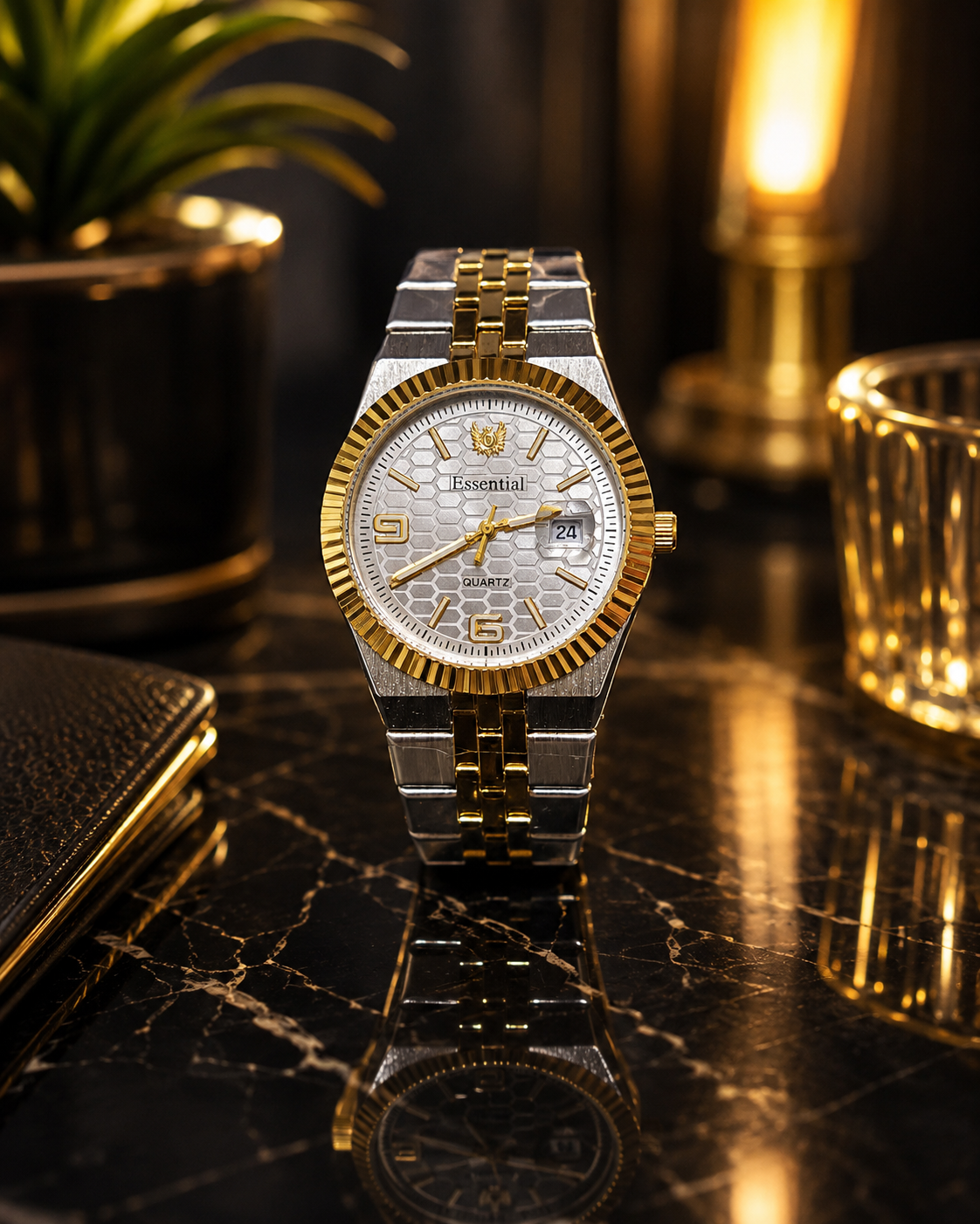 Essential Luxury Quartz Men'S Wristwatch, a Sporty And Timepiece with Luminous Features And a Date Function, Crafted from Stainless Steel. Perfect As a Gift