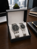 CITIZEN Analog Time Format Luxury Chain Couple Watches With Date Display Black Dail