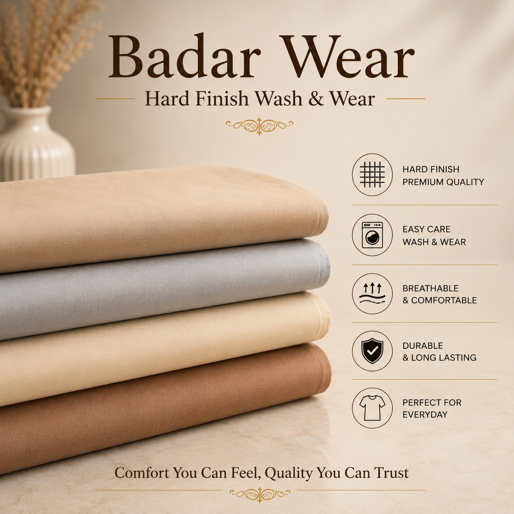Wash N Wear Hard finish Badar Wear Four Season Stuff