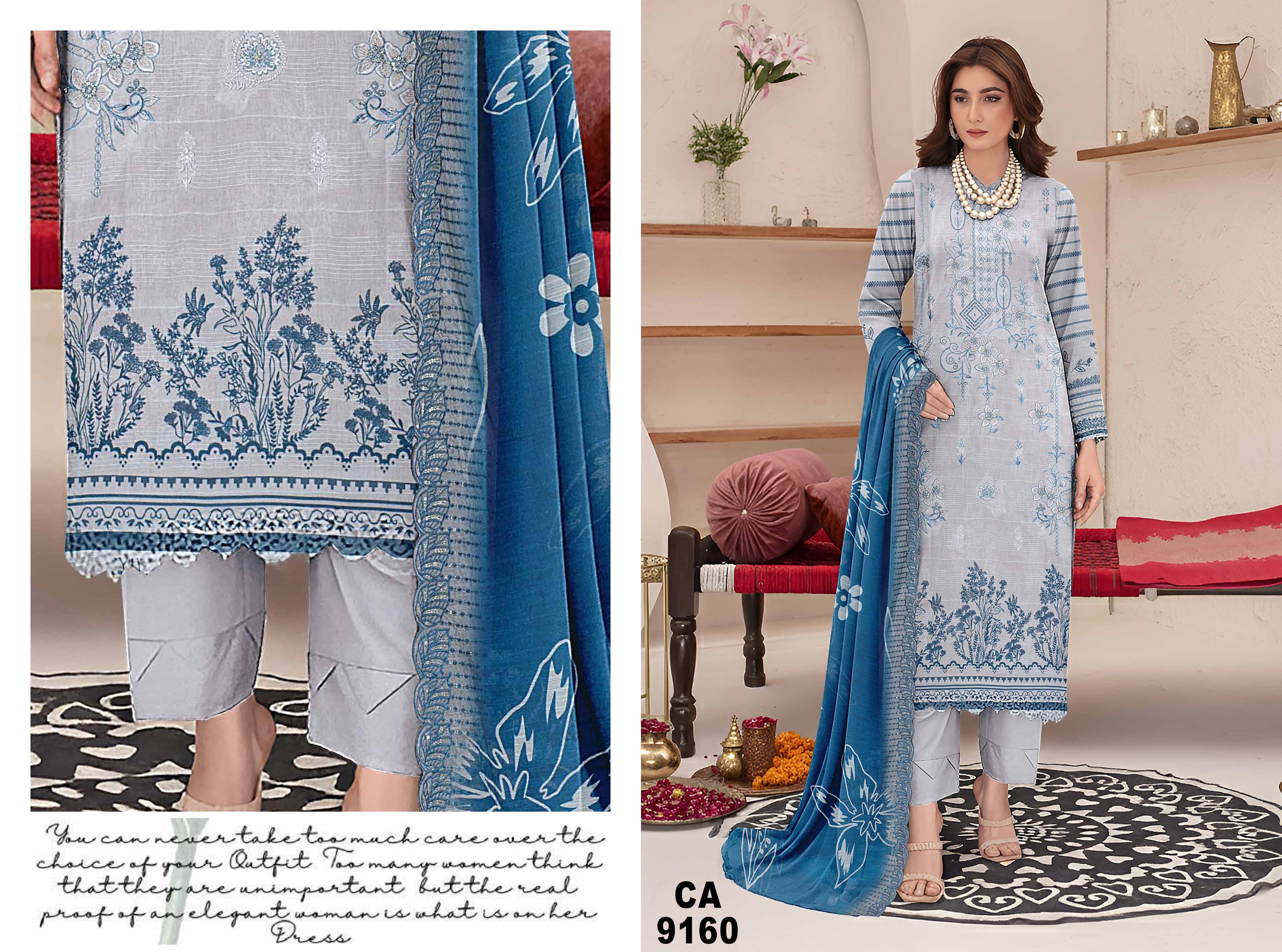 Saqafa 3 Piece Lawn Embroidery