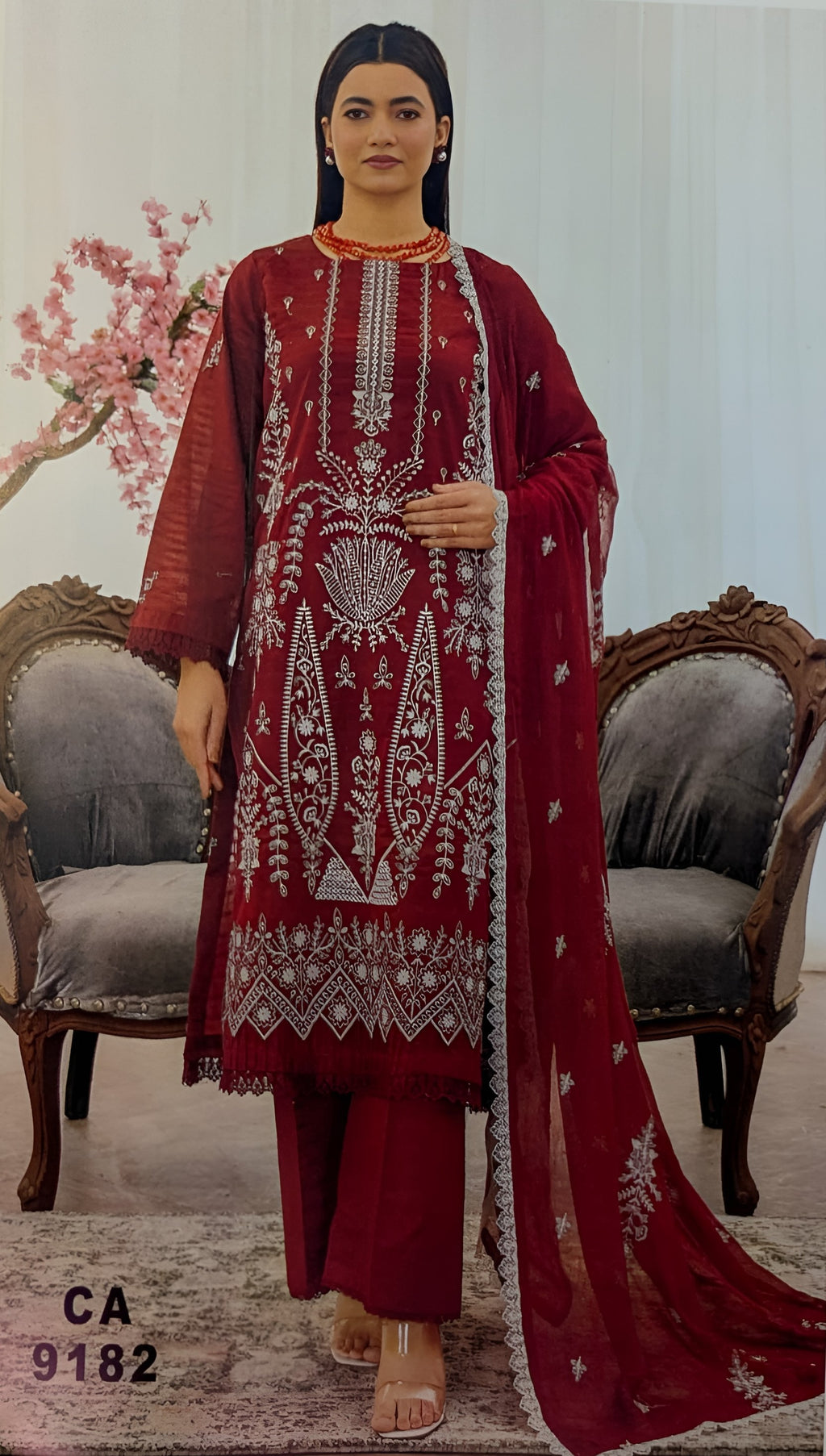 Premium Dyed Bana Dora Lawn Fancy Needle Work Embroidered by Bin Iqbal Vol:552