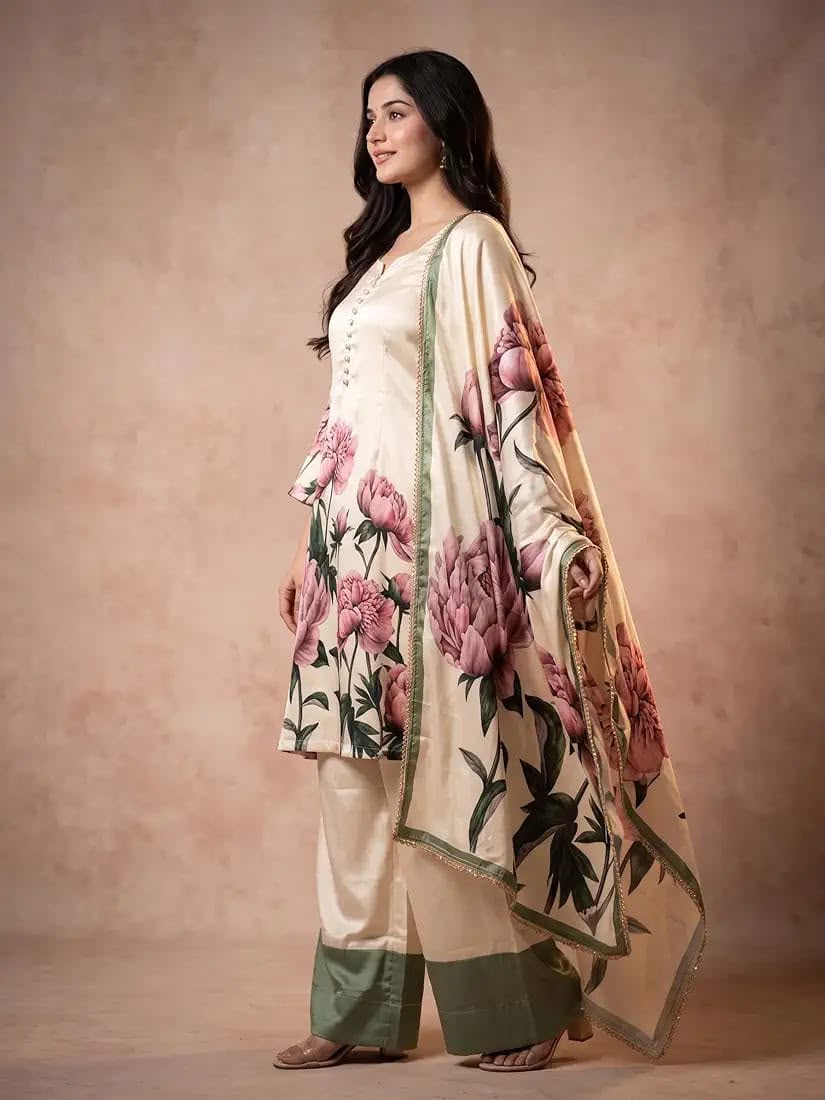 Silk Fabric Printed 3 Piece