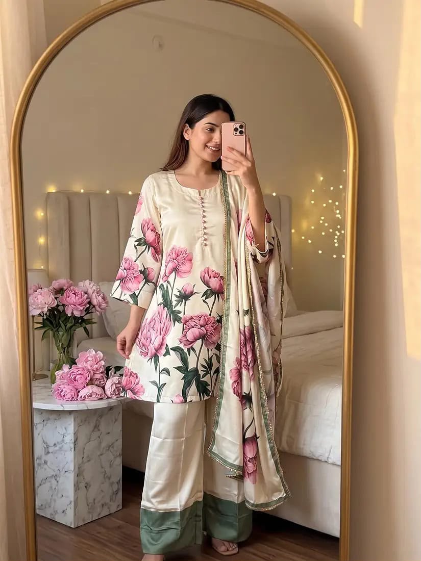 Silk Fabric Printed 3 Piece