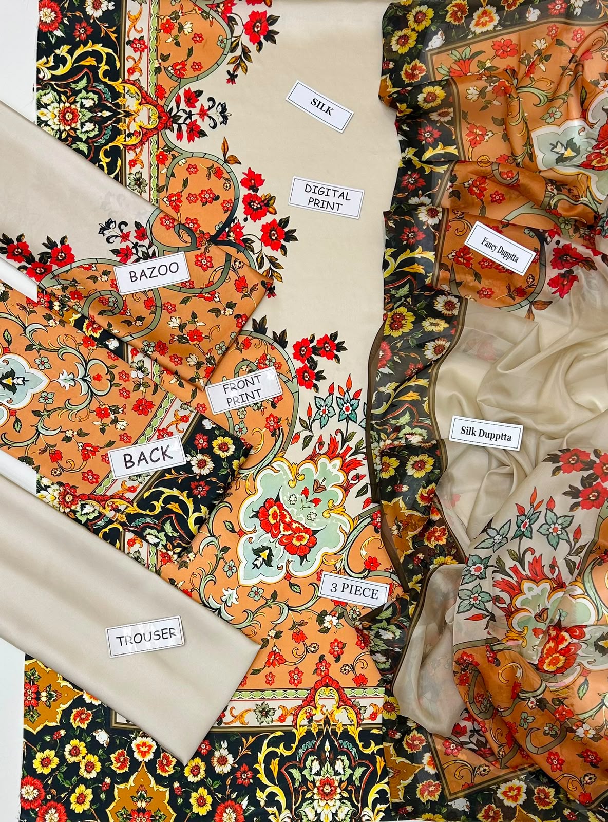 Silk Fabric Printed 3 Piece