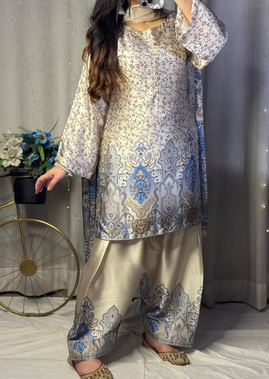 Silk Fabric Printed 3 Piece