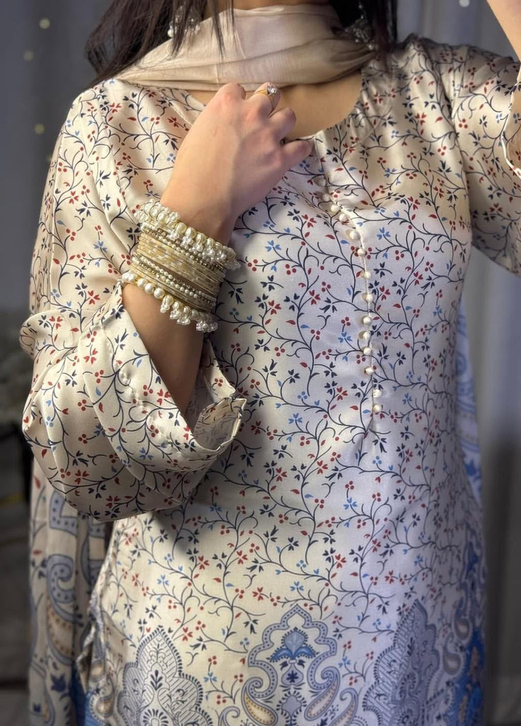 Silk Fabric Printed 3 Piece