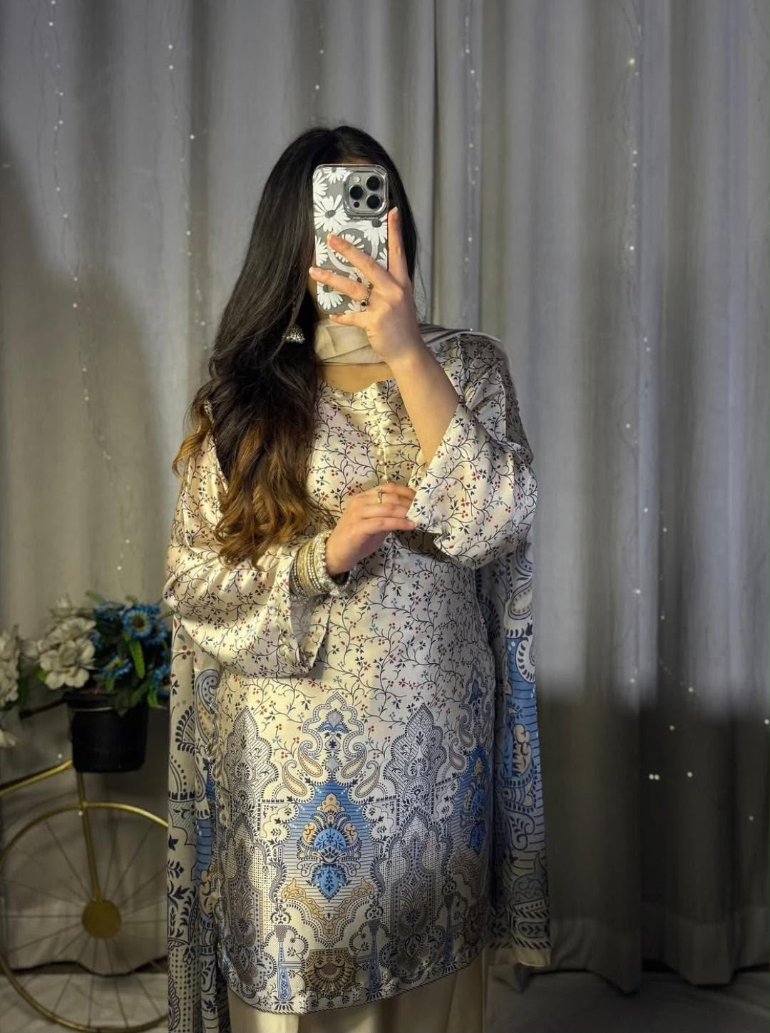 Silk Fabric Printed 3 Piece