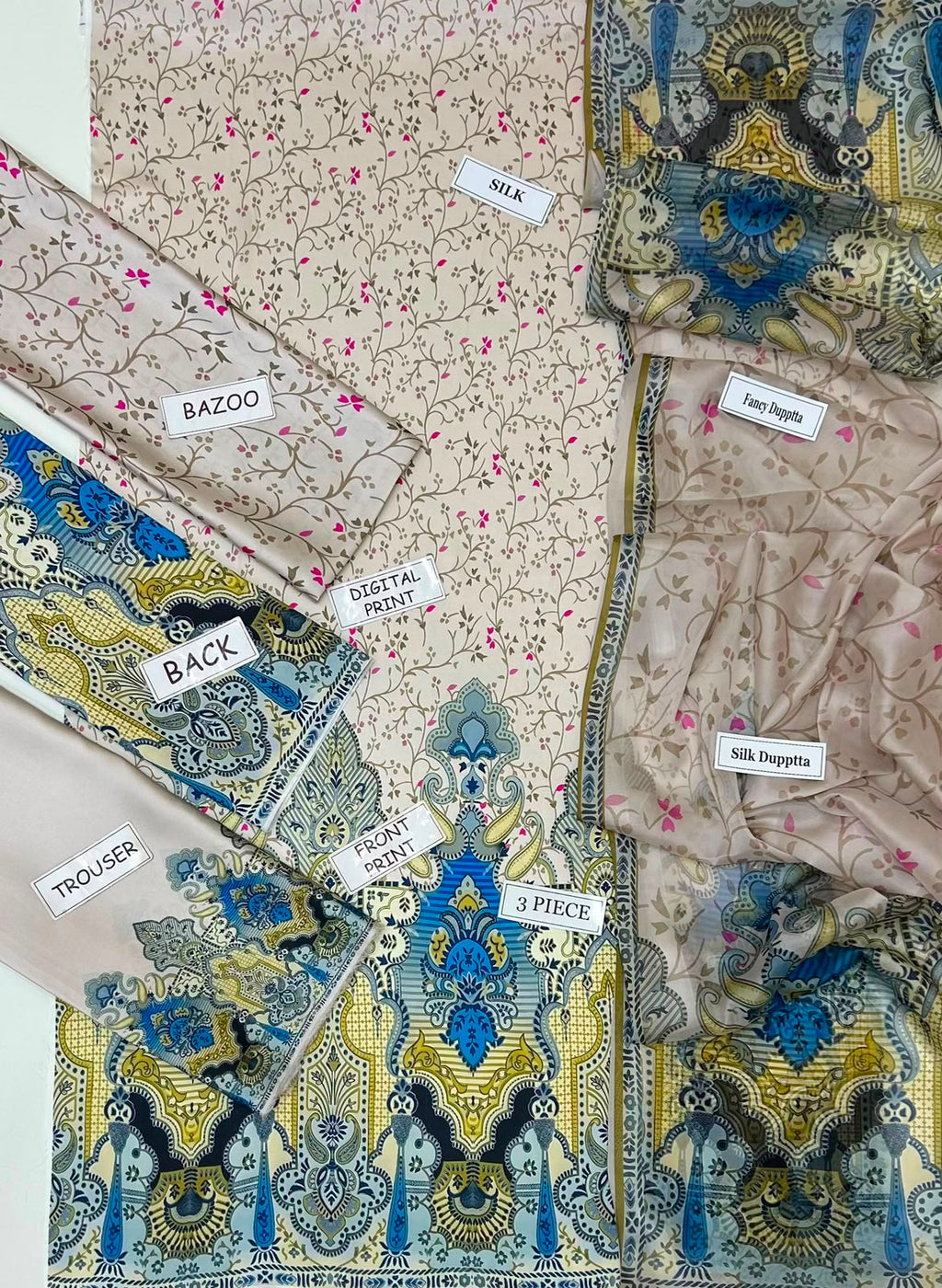Silk Fabric Printed 3 Piece