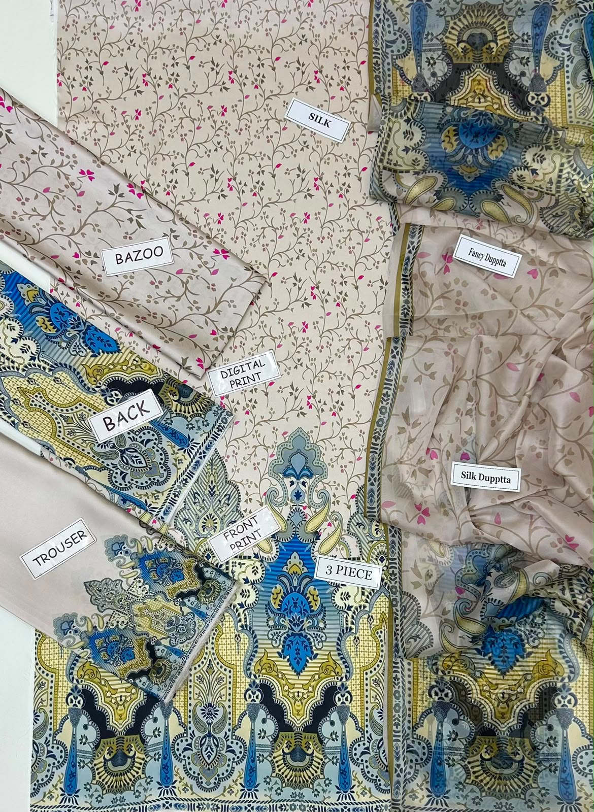 Silk Fabric Printed 3 Piece