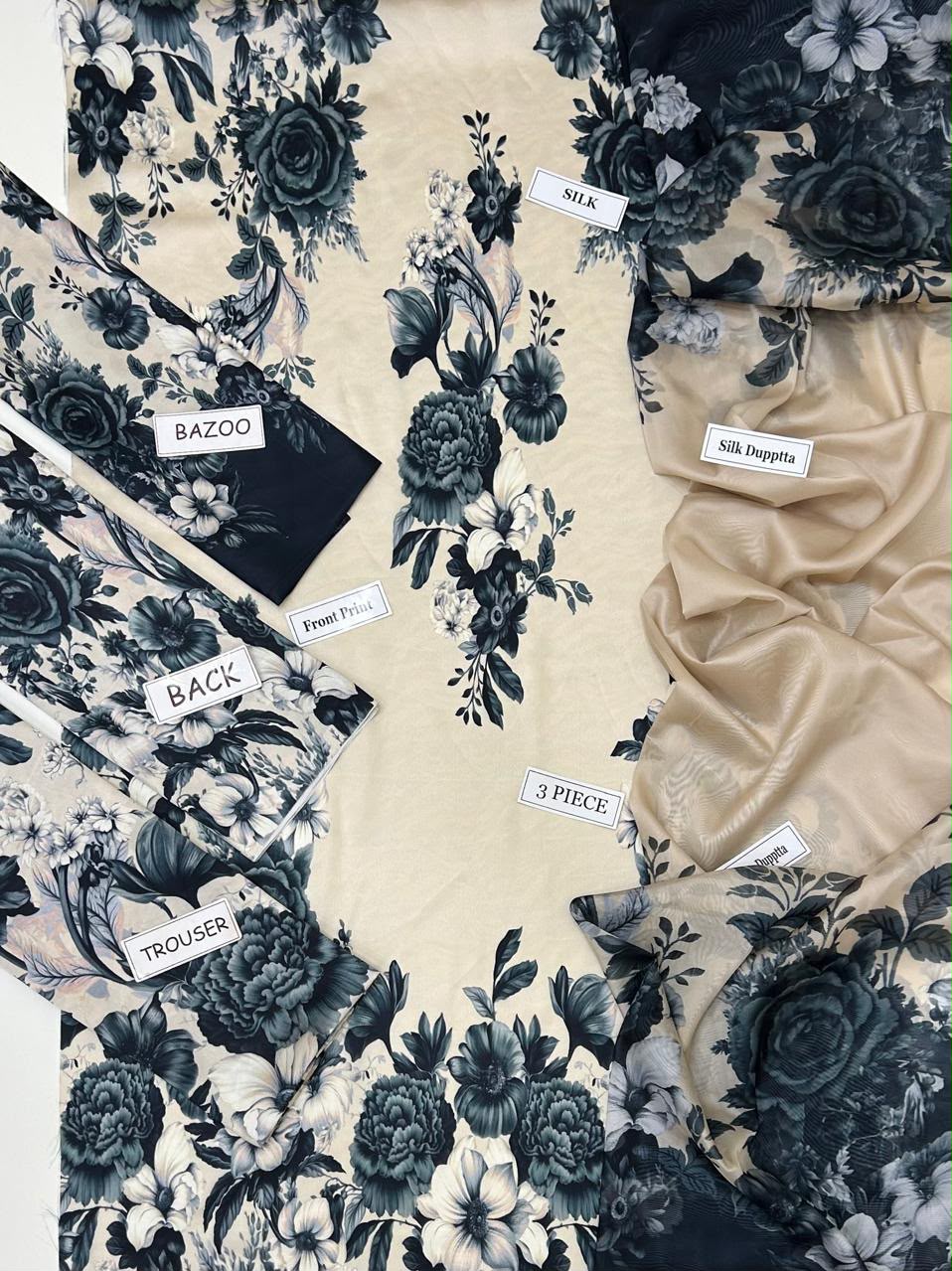 Silk Fabric Printed 3 Piece