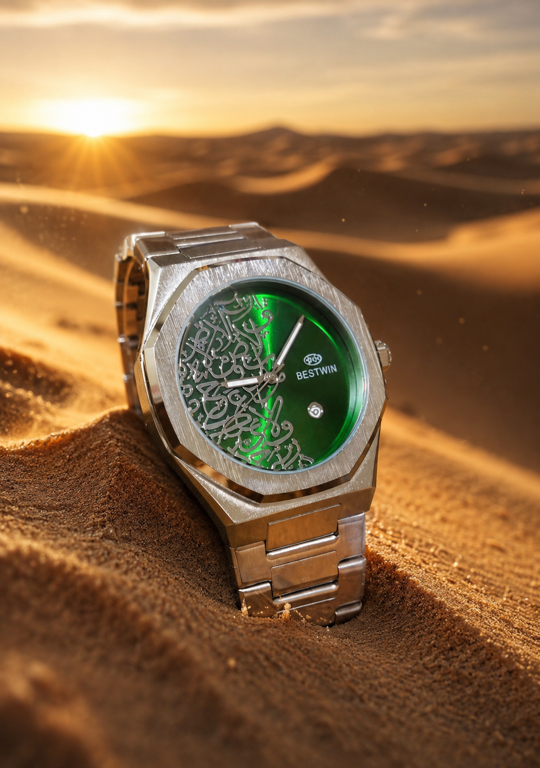 Bestwin Men's | Emerald Green Arabic Calligraphy Dial