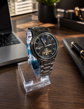Men's Watches Leisure Automatic Mechanical Watch silver chain Black dail Business Hollow Waterproof Watch