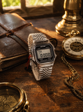 SKMEI 2465 RETRO DIGITAL STAINLESS STEEL WATCH - SILVER/SEVENBEAD
