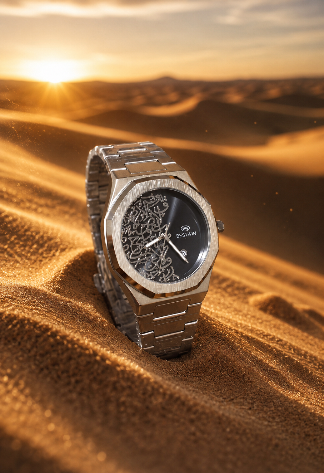 Bestwin Men's | Black Arabic Calligraphy Dial