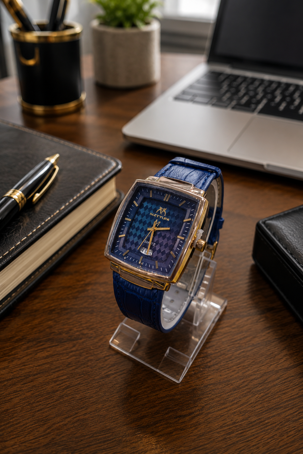 MATTURI quality mens leather watch Blue