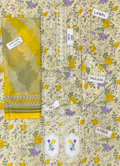 3 Piece Lawn Embroidered